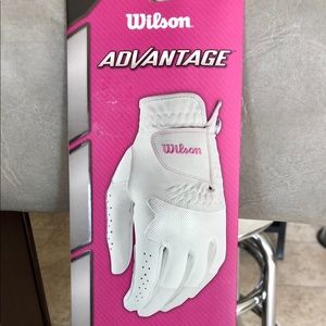 Wilson Ladies White & Pink Leather Golf Glove.